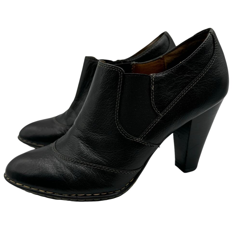 Sofft Carleigh Shootie Ankle Bootie 8.5 Black Leather Slip On Chelsea Block Heel